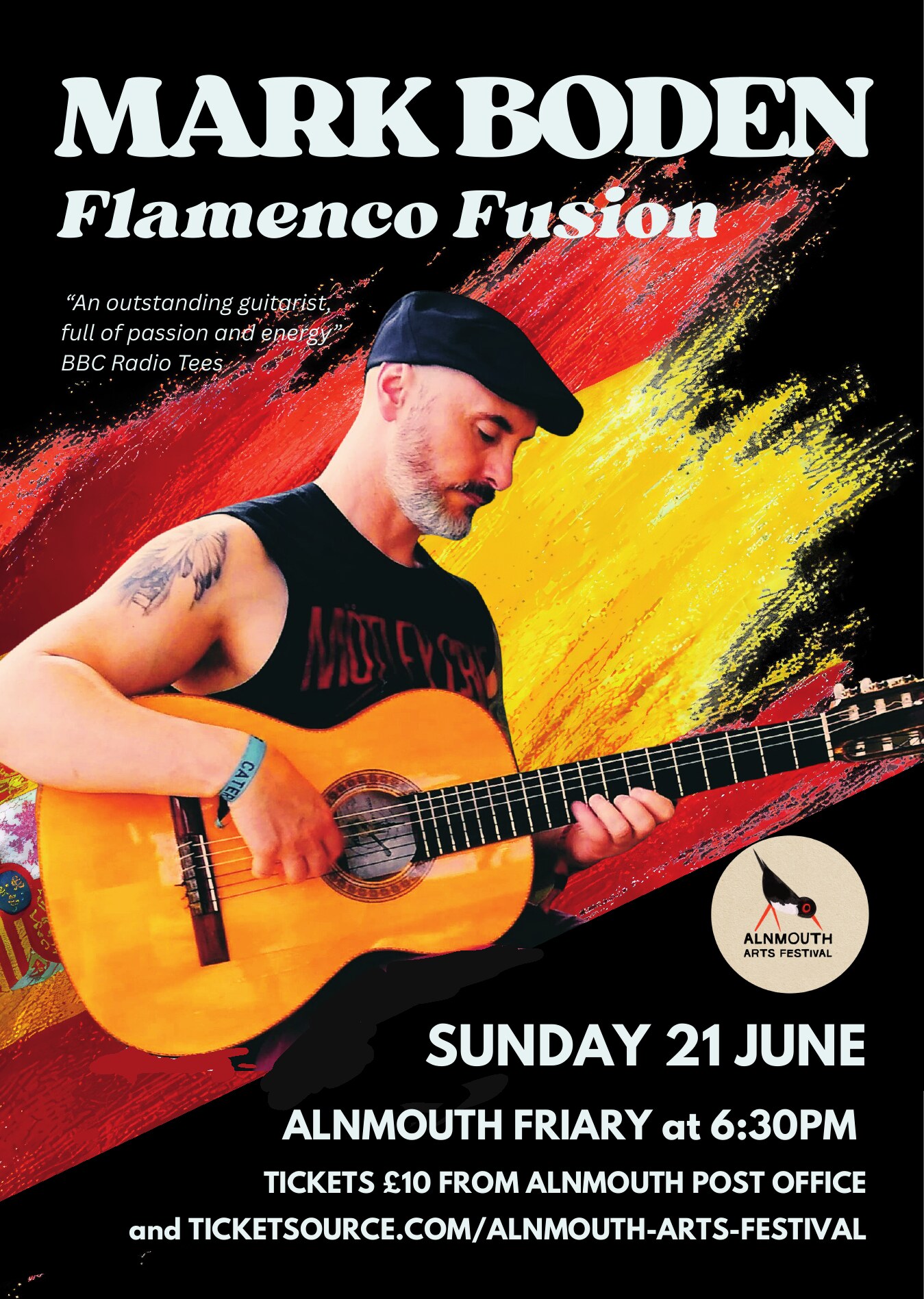 Mark Boden Flamenco Fusion at Alnmouth Friary on Sunday 21 June 2026 at 6:30pm